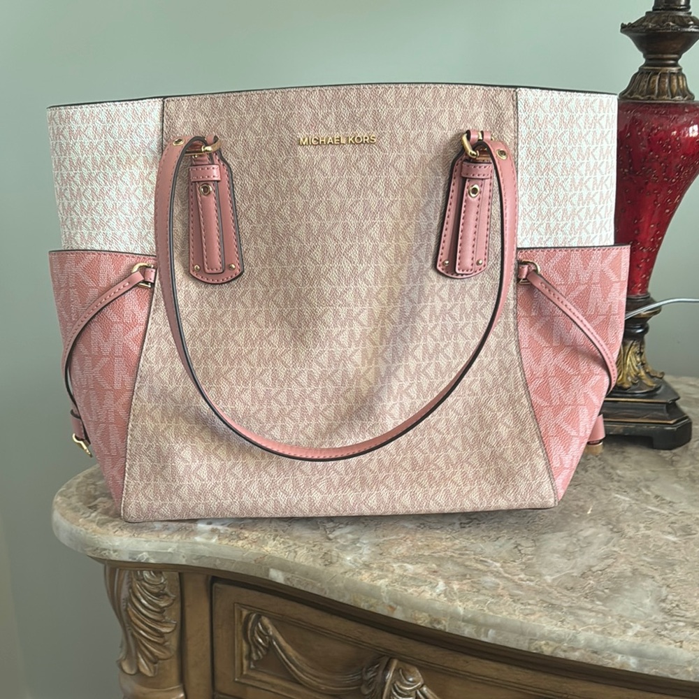 Michael Kors Pink and Cream Tote with Structured Design